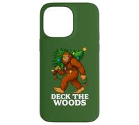 Deck the Woods Divertente Natale Bigfoot Tree Farm Trasporto Custodia per iPhone 14 Pro Max