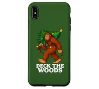 Deck the Woods Divertente Natale Bigfoot Tree Farm Trasporto Custodia per iPhone XS Max