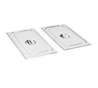 vidaXL 2X Coperchi Contenitori Alimentari Impilabili Rettangolari Attossico Teglie GN 1/1 530x325 mm in Acciaio Inox Argento