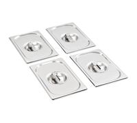 vidaXL 4X Coperchi Contenitori Alimentari Impilabili Rettangolari Attossico Teglie GN 1/4 265x162 mm in Acciaio Inox Argento