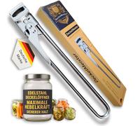 Deckelmeister - Apriscatole in acciaio inox, leva extra lunga, molto antiscivolo, regolabile, multifunzionale, apribottiglie in vetro e a vite, supporto per apertura regolabile, design ottimizzato per