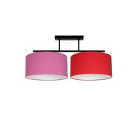 Deckenleuchte 2-flammig Pranzo Tessuto Rosa Rosso E27 Plafoniera Blendarm
