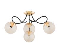 Deckenleuchte 4 Luci Jaroki Vetro Oro Ambra Nero E14 L 58 cm