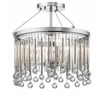 Deckenleuchte Cristallo Rotondo D: 38,1 CM Cromo 3x E14 Plafoniera Sala