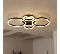 Deckenleuchte Designleuchte Soggiorno Globo LED CCT Nero Anelli Opale L 53 cm