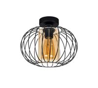 Deckenleuchte E27 Rotondo Nero Miele Metallo Ø25 CM Retrò Plafoniera Soggiorno