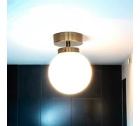 Deckenleuchte IN Ottone Bianco Vetro Sfera Schermo E14 Liberty Lampada da Bagno