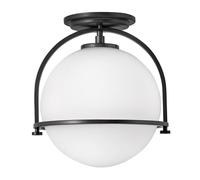 Deckenleuchte Interno Metallo Vintage Vetro Ø 28,2 CM Nero Bianco E27 Plafoniera