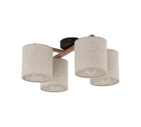 Deckenleuchte Legno Tessuto Nero E27 4-flammig Beige Moderno L: 53 CM Plafoniera