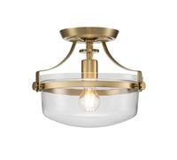 Deckenleuchte Metallo Vetro D: 33 CM IN Ottone E27 Tondo Plafoniera Cucina Piano