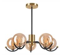 Deckenleuchte Metallo Vetro On Oro L: 54 CM 5-flammig Sfere Plafoniera Sala