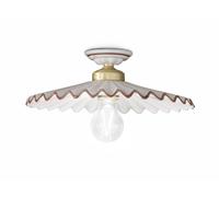 Deckenleuchte Plafoniera Ceramica Ø 41 CM E27 Bianco Marrone Ottone Campagna