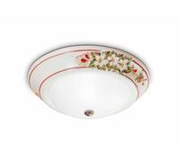 Deckenleuchte Plafoniera Ceramica Vetro E27 Ø 32cm Rund Bianco Blumendekor Piano