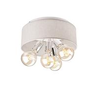 Deckenleuchte Plafoniera Tessuto Metallo 4-flammig E27 Ø 35 CM Tondo Beige Cromo