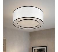 Deckenleuchte Rotondo Ø 52 CM Grande Bianco Nero per 3x E27 Tessuto Metallo