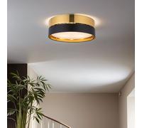 Deckenleuchte Rotondo Metallo Tessuto Ø 45 CM Oro Nero Blendarm 3x E27 Soffitto