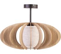 Deckenleuchte Rovere Legno Tessuto Beige Sfera E27 Ø51 CM Grande Lampada Letto