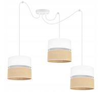 Light-Home Juta Lampadario a Sospensione - Lampade a Sospensione Ragno in Metallo con Paralume Moderno - E27-3-Luce 20 cm - Bianco Base e Juta e Bianco