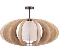 Deckenleuchte Tavolo da Pranzo Legno Rovere Beige Tessuto E27 Ø44 CM Rotondo