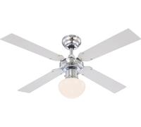 Deckenventilator Globo Champion 105 cm Chrom Silber Mit Licht Zugkette 4 Flügel [EEK: Non valutato]