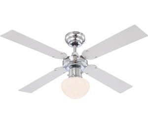 Deckenventilator Globo Champion 105 cm Chrom Silber Mit Licht Zugkette 4 Flügel [EEK: Non valutato]