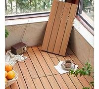 Decking quadrato in legno di plastica, piastrelle for ponte in legno composito ad incastro 24x12 pollici, piastrelle patchwork fai da te for patio esterno for tutte le stagioni(Wood color)