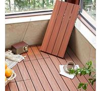 Decking quadrato in legno di plastica, piastrelle for ponte in legno composito ad incastro 24x12 pollici, piastrelle patchwork fai da te for patio esterno for tutte le stagioni(Mahogany color)