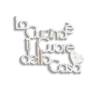 Declea Home Decor, Scritta frase in legno da appendere La cucina è il cuore della casa, Decorazione Murale da appendere alla parete ideale per la per cucina, Shabby, 40x30 cm