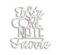 Declea Home Decor Scritta in Legno da Appendere Come nelle Favole Targa Decorazione per la Casa Arredo, Frase da Appendere in Legno Amore