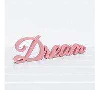 Declea Home Decor Targa Decorativa in Legno Scritta Dream Colore Rosa, Decorazione da Appoggio per Cucina Salotto Camera da Letto Wedding