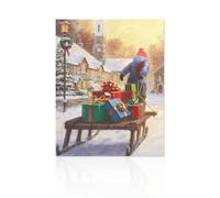 Declea Quadro da appendere Slitta di Babbo Natale Complemento d'arredo - Stampa su tela natalizia addobbi di natale decorazione da parete per soggiorno, ufficio, natale, 30x40 cm