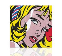 Declea Quadro moderno Girl With Hair Ribbon Roy Lichtenstein Tributo Stampa su tela, Multicolore, 60x60 cm, Home Decor