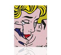 Declea Quadro su Tela tributo Roy Lichtenstein decorazione moderna Pronto da appendere Kiss V Canvas - Telaio in Legno realizzato a Mano Arredo Casa Design