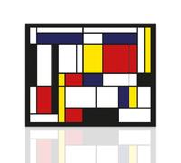 Declea Quadro Tributo Arte Moderna Mondrian Quadro Moderno Composizione - Opera Moderna Pronto da Appendere Telaio in Legno Realizzato a Mano
