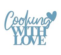 Declea Scritta in Legno da Appendere Cooking with Love, Ideale per la Cucina - Decorazione casa Cucina ristoranti e Locali, Scritta Decorativa in Legno Realizzata a Mano