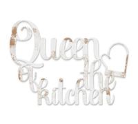 Declea Scritta in Legno da Appendere Queen of Kitchen, Ideale per la Cucina - Decorazione casa Cucina ristoranti e Locali, Scritta Decorativa in Legno Realizzata a Mano
