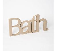Declea Targa in Legno da appoggio Bath - Decorazione da appoggio Ideale per Il Bagno, Scritta Decorativa Fatta a Mano Arredo Decorazione