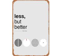 Decleezw Targa in metallo con citazioni di Dieter Rams Less but Better stampa artistica Braun 20,3 x 30,5 cm
