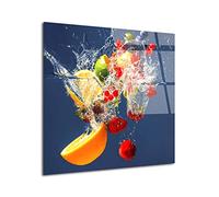 DECLINA Lavagna in plexiglass Design, Lavagna in vetro acrilico, decorazione da parete, foto su plexi, cornice quadrata in plexiglass decorazione di frutta, 50 x 50 cm