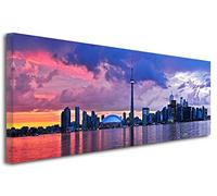 DECLINA Quadro panoramico Città di Toronto Canada - Stampa fotografica Città su tela, decorazione da parete, paesaggio, decorazione per casa, cucina, soggiorno, camera da letto, adulto, multicolore,