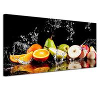 DECLINA Quadro panoramico stampato Les Fruits - Stampa su tela, decorazione da parete, decorazione per casa, cucina, soggiorno, camera da letto, adulto, multicolore, 60 x 30 cm