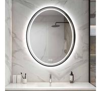 Decmiroor 100cm Specchio Ovale per Bagno, 80cm Specchio Bagno con Illuminazione a LED, Anti-Nebbia Specchio Cosmetico da Parete Oro, 3 Colori di Luce Regolabile(Black,28 * 36inch)