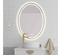 Decmiroor 100cm Specchio Ovale per Bagno, 80cm Specchio Bagno con Illuminazione a LED, Anti-Nebbia Specchio Cosmetico da Parete Oro, 3 Colori di Luce Regolabile(Gold,20 * 28inch)