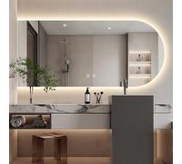 Decmiroor 120/130cm LED Specchio Bagno da Parete con Interruttore Tattile, Specchietti Anti-Nebbia, Asimmetrico Specchi Illuminato a LED, 3000-6000k Regolabile(Left cut,20 * 32inch)