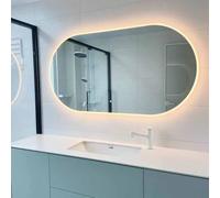Decmiroor 120/130cm Specchio da Bagno a LED, 3 Colori Dimmerabile Specchio Cosmetico con Illuminazione Retroilluminato, Anti-Nebbia, Ovale, a Parete, per Uso Domestico(70x120cm)