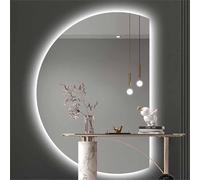 Decmiroor 120cm Specchio a Figura Intera con Luce LED Specchio Vanity Mezza Luna Specchiera Bagno da Parete 3 Colori Dimmerabile Semicerchio 130cm(Cut right,43in)