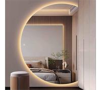 Decmiroor 130cm Specchio a Figura Intera con Luce Semicerchio Specchio da Bagno a Parete 3 Colori Dimmerabile Illuminato Specchio Vanity 120cm Mezza Luna(Left,24"x35")