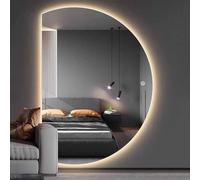 Decmiroor 3 Colori Dimmerabile Specchio Vanity Bagno da Parete, 90/100cm Specchio Vanity Mezza Luna con Luce, 120/130cm Specchietti a Figura Intera Semicerchio(Right,90cm)