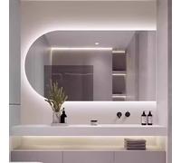Decmiroor 60x100cm Specchio a LED Bagno con Luce Retroilluminato, 70x130cm Irregolare Specchio Cosmetico da Parete, Temperatura di Colore Regolabile, Antiappannamento(Right cut,48 * 24inch)