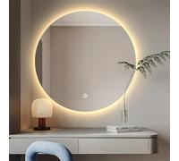 Decmiroor 80cm Specchio a LED da Bagno Rotondo Ø 100 cm Specchio Bagno Cosmetico con Illuminazione e Antiappannamento, Temperatura di 3 Colore Regolabile(Dia 50cm)